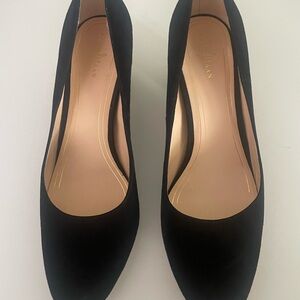 Cole Haan Women's Classic Black Suede Pumps with Patent Leather Heels